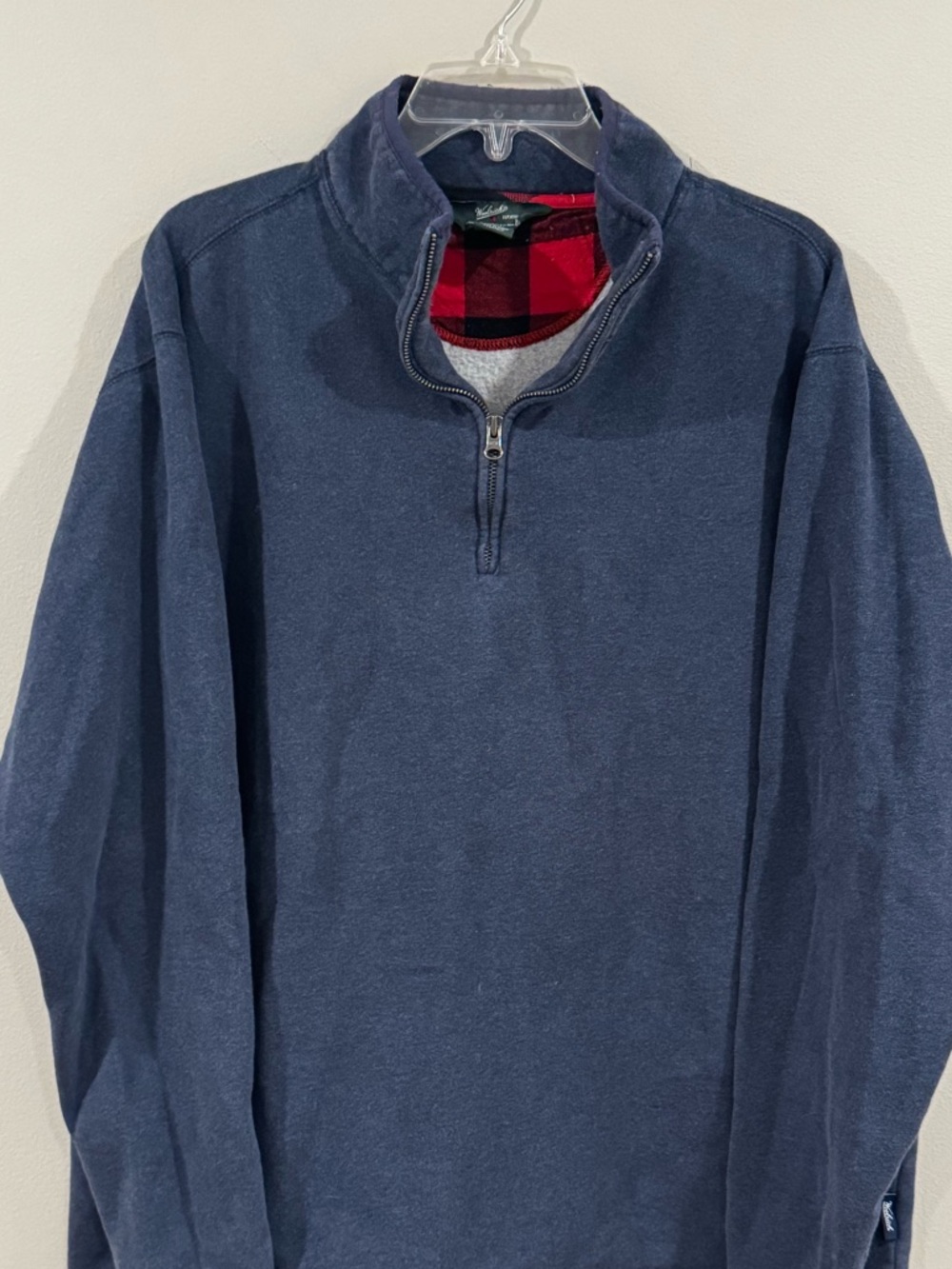 Woolrich Cotton Quarter Zip Sweater Men’s XL Blue Soft Pullover Sweater Relaxed